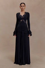 Electra Slinky Lace Maxi Dress Black