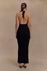 Ayella Cowl Knit Maxi Dress Black