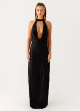 Empire Sequin Maxi Dress Black