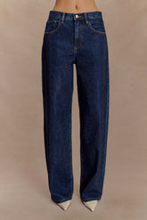 Laina Mid Rise Diamante Denim Jeans Midnight Blue