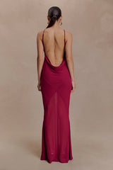 Nerea Slip Halter Maxi Dress Cherry Red