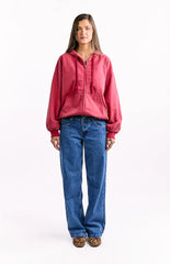 Tate Washed Red Oversized Hooded Jacket