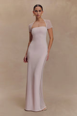 Wyatt Slinky And Mesh Maxi Dress Pale Pink