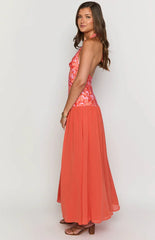 Roxanne Orange Floral Maxi Dress