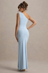 Galene Powder Blue Asymmetric Wrap Maxi Dress