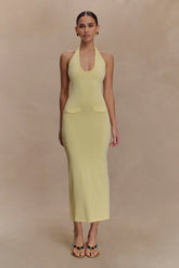 Ovina Halter Neck Knit Midi Dress Lemon