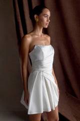 Lora Strapless Satin Mini Dress White