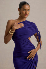 Trance Blue Asymmetric Maxi Dress with Split