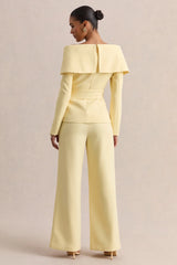 Empress Lemon Bardot Neck Tailored Top