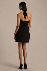 Lillian Black Halter Neck Mini Dress With Embellished Detailing