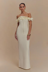 Nova Ruffle Off Shoulder Maxi Dress Ivory