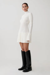 Adena Pointelle Knit Mini Dress Ivory