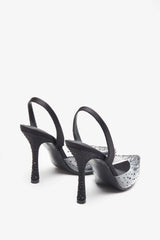 Covergirl Black Diamante Sling Back Pointed Heels