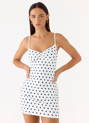 Last Light Mini Dress Porcelain Blue Polka Dot