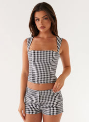Clayton Tailored Shorts Black Gingham