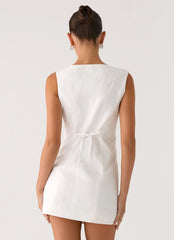 Golden Touch Cotton Mini Dress White