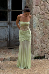 Khadijah Lace And Mesh Maxi Dress Sage