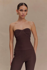 Elodie Strapless Cupped Knit Top Chocolate