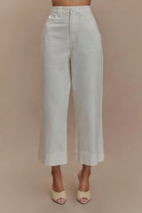 Kaitlyn Cropped Wide Leg Jeans White