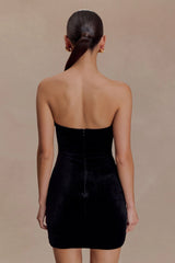 Paulina Velvet Strapless Mini Dress Black