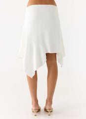 Maxina Asymmetrical Midi Skirt White