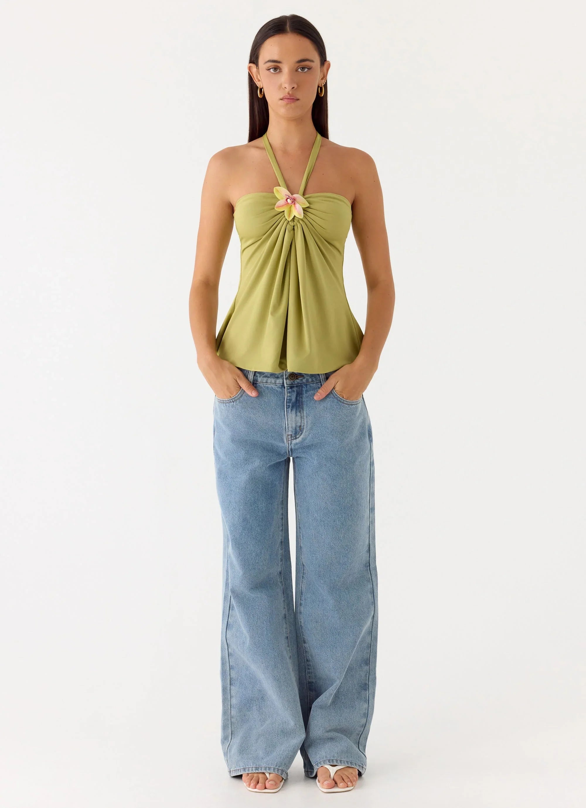 Corah Halter Top Green Olive