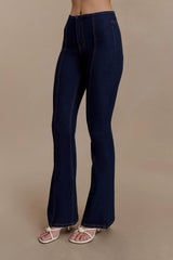 Clio Paneled Flare Jeans Indigo Blue