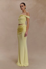 Irene Gathered Knit Maxi Skirt Lemon