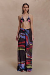 Rachel Chiffon Straight Leg Pants Multi Fluid Reverie Print