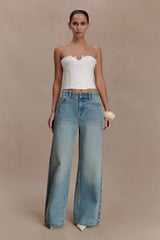 Romi Mid Rise Wide Leg Jeans Faded Mid Blue