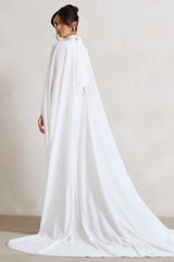 Saint Cream Fishtail Split Maxi Dress With Chiffon Cape