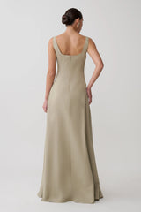 Salma Drop Waist Cotton Maxi Dress Sage