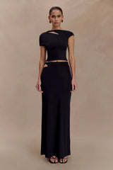Haven Slinky Twist Midi Skirt Black