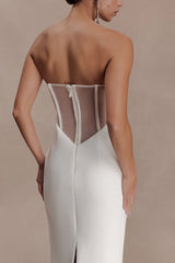 Sloane Strapless Maxi Dress With Pearls White