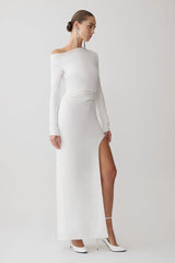 Thalyn Crepe Maxi Dress With Split White