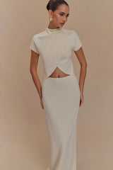 Eris Scuba Jersey Maxi Skirt Ivory