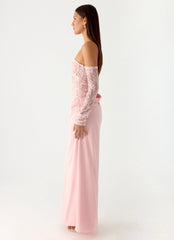 Kaina Off Shoulder Maxi Dress Pink