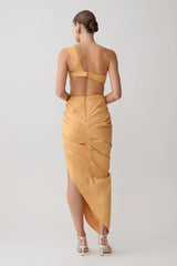 Birgit Linen Midi Dress With Hardware Deep Peach
