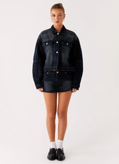Tropics Low Rise Denim Mini Skort Washed Dark Blue