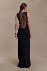 Marlon Crepe And Mesh Maxi Dress Black