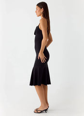 Tranquility Asymmetric Midi Dress Black