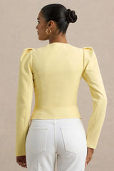 Olympia Lemon Sweetheart Neck Tailored Top