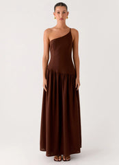 Thinking About You Linen Maxi Dress Brown