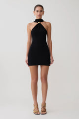 Hector Halter Neck Knit Mini Dress Black