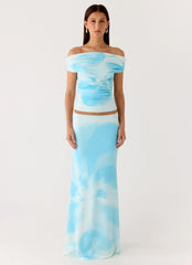 Moka Off Shoulder Top Blooming Blue