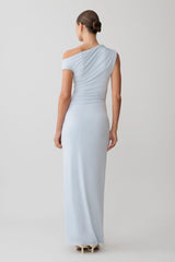 Alyn Off Shoulder Draped Maxi Dress Pale Blue