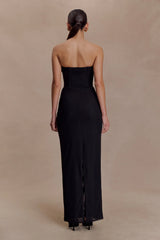 Gemma Strapless Mesh Maxi Dress Black