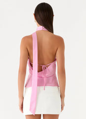 Keena Scarf Top Pink