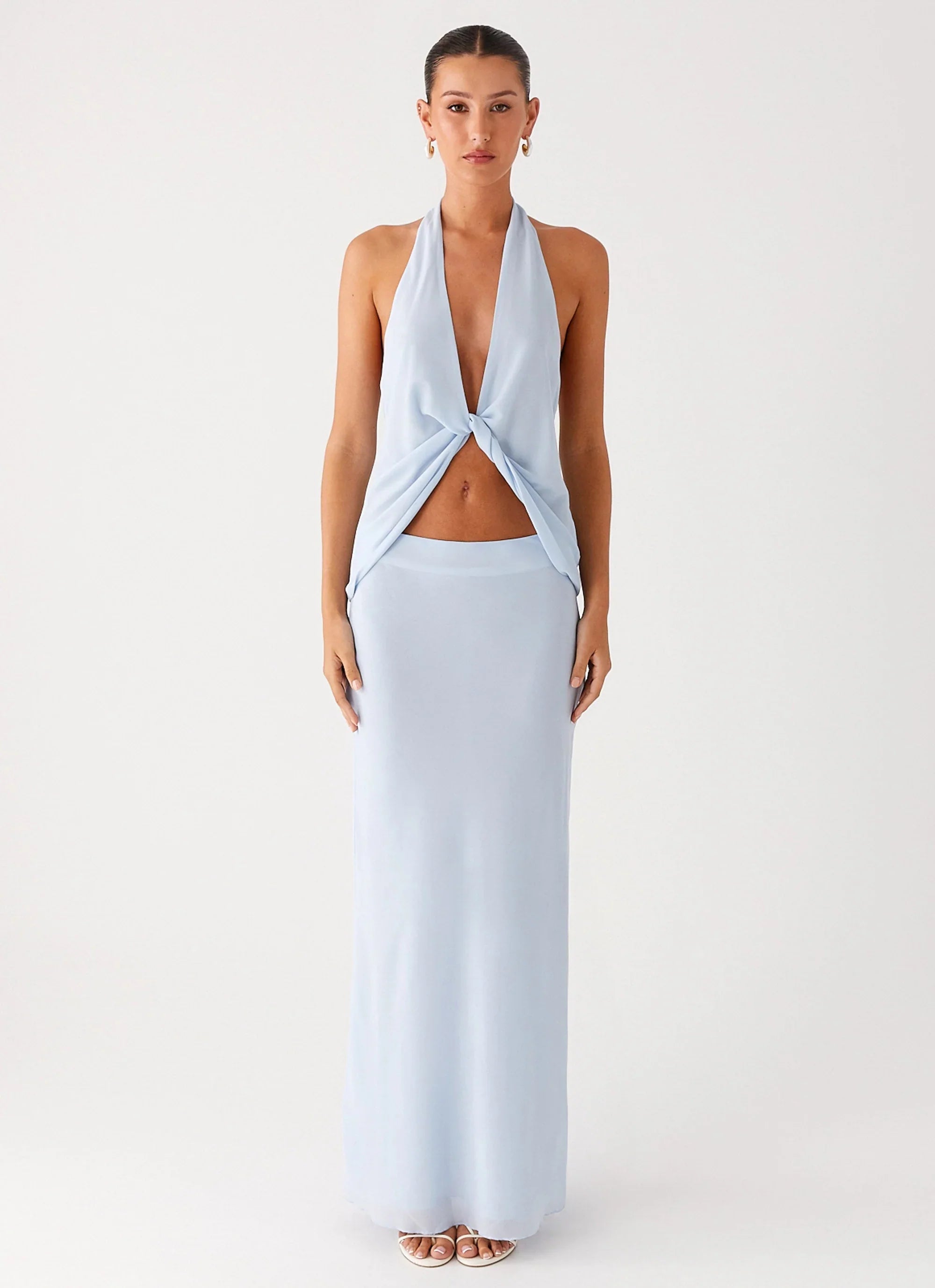 Michaella Chiffon Maxi Skirt Blue