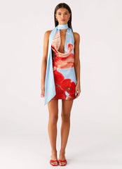 Heidi Mini Dress Turquoise Bloom